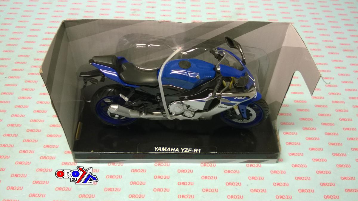 MODEL DIE CAST YAMAHA YZF-R1 2016, BLUE AND SILVER, SCALE 1:12, NEWRAY 57803A thumbnail 3