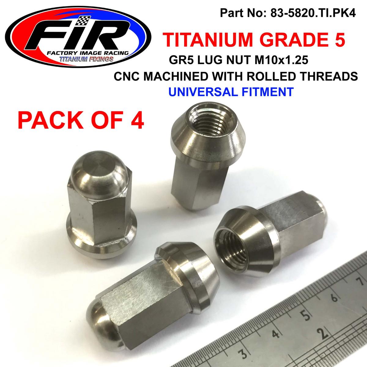 TITANIUM GR5 LUG NUT M10X1.25, BEVELED NUT / PACK OF 4 / QUAD TRAILER thumbnail 2