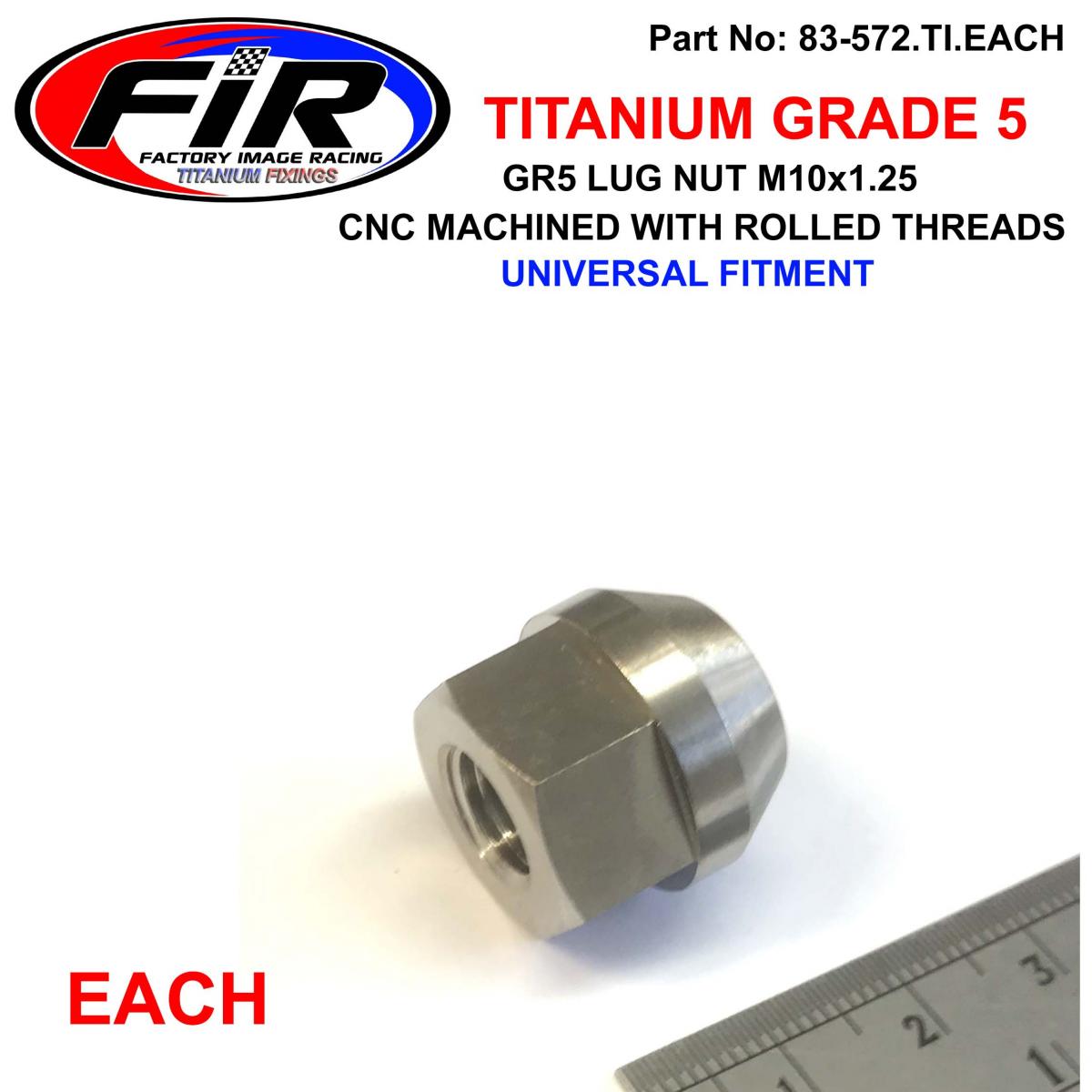 TITANIUM GR5 LUG NUT M10X1.25, BEVELED NUT / EACH / QUAD TRAILER thumbnail 2
