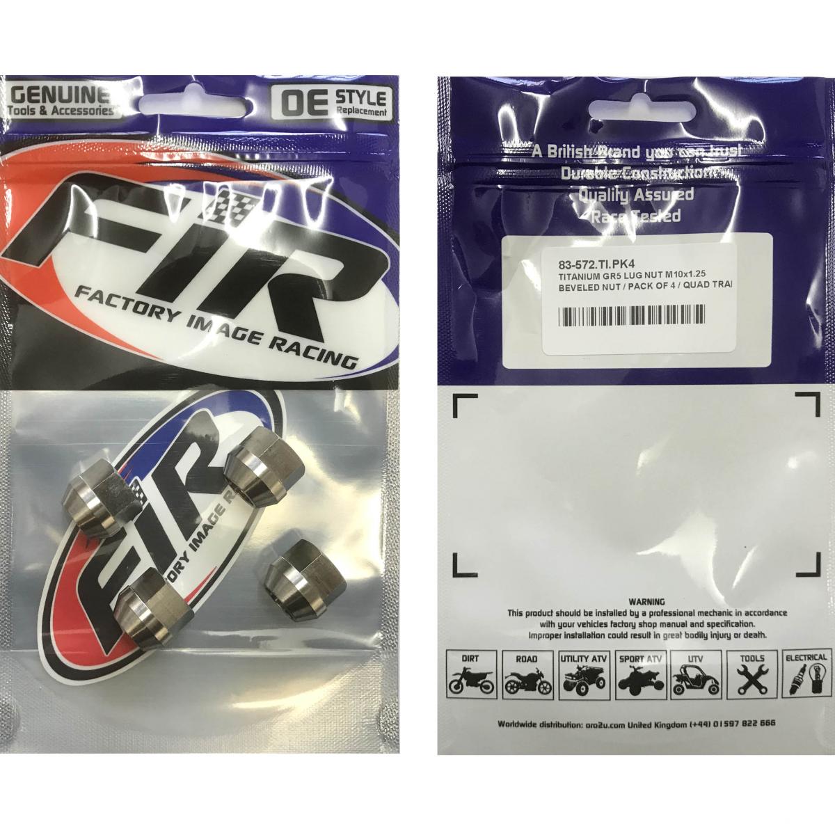 TITANIUM GR5 LUG NUT M10X1.25, BEVELED NUT / PACK OF 4 / QUAD TRAILER thumbnail 2