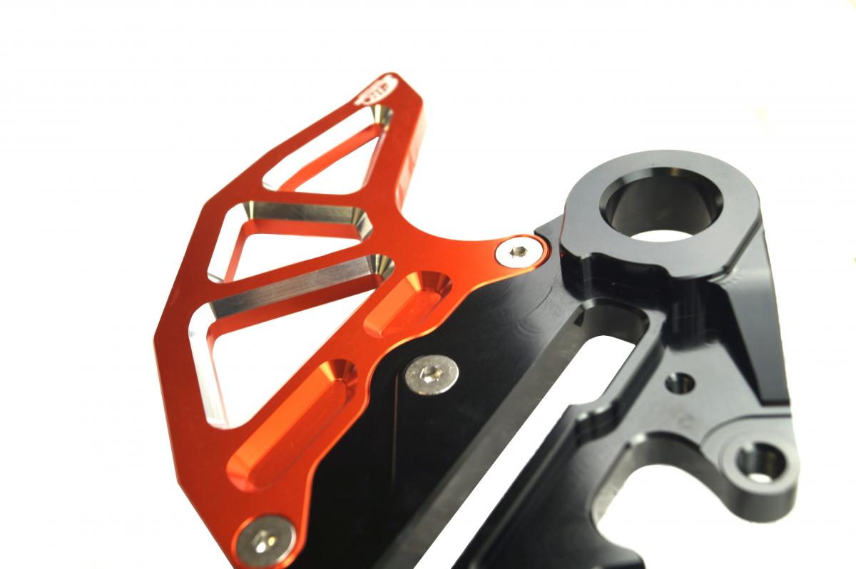 KTM HUSQ REAR DISC GUARD, FIR ASRDG-04, ORANGE, W/CALIPER MOUNT, 78913975144 thumbnail 2