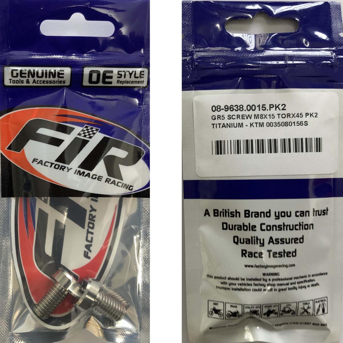 GR5 SCREW M8X15 TORX45 PK2, TITANIUM - KTM 0035080156S thumbnail 2