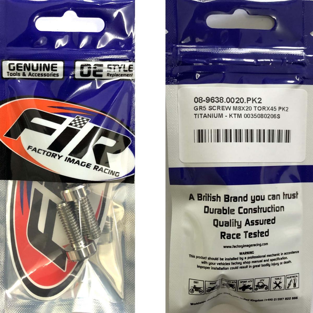GR5 SCREW M8X20 TORX45 PK2, TITANIUM - KTM 0035080206S thumbnail 2