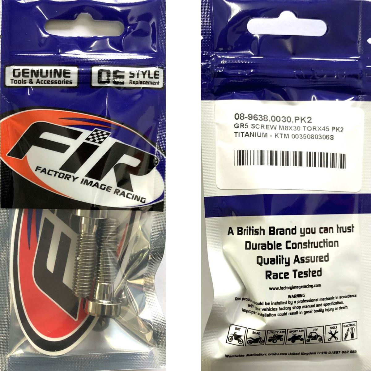GR5 SCREW M8X30 TORX45 PK2, TITANIUM - KTM 0035080306S thumbnail 2