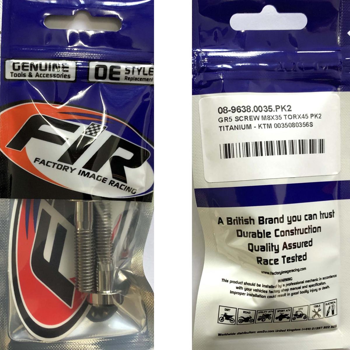 GR5 SCREW M8X35 TORX45 PK2, TITANIUM - KTM 0035080356S thumbnail 2