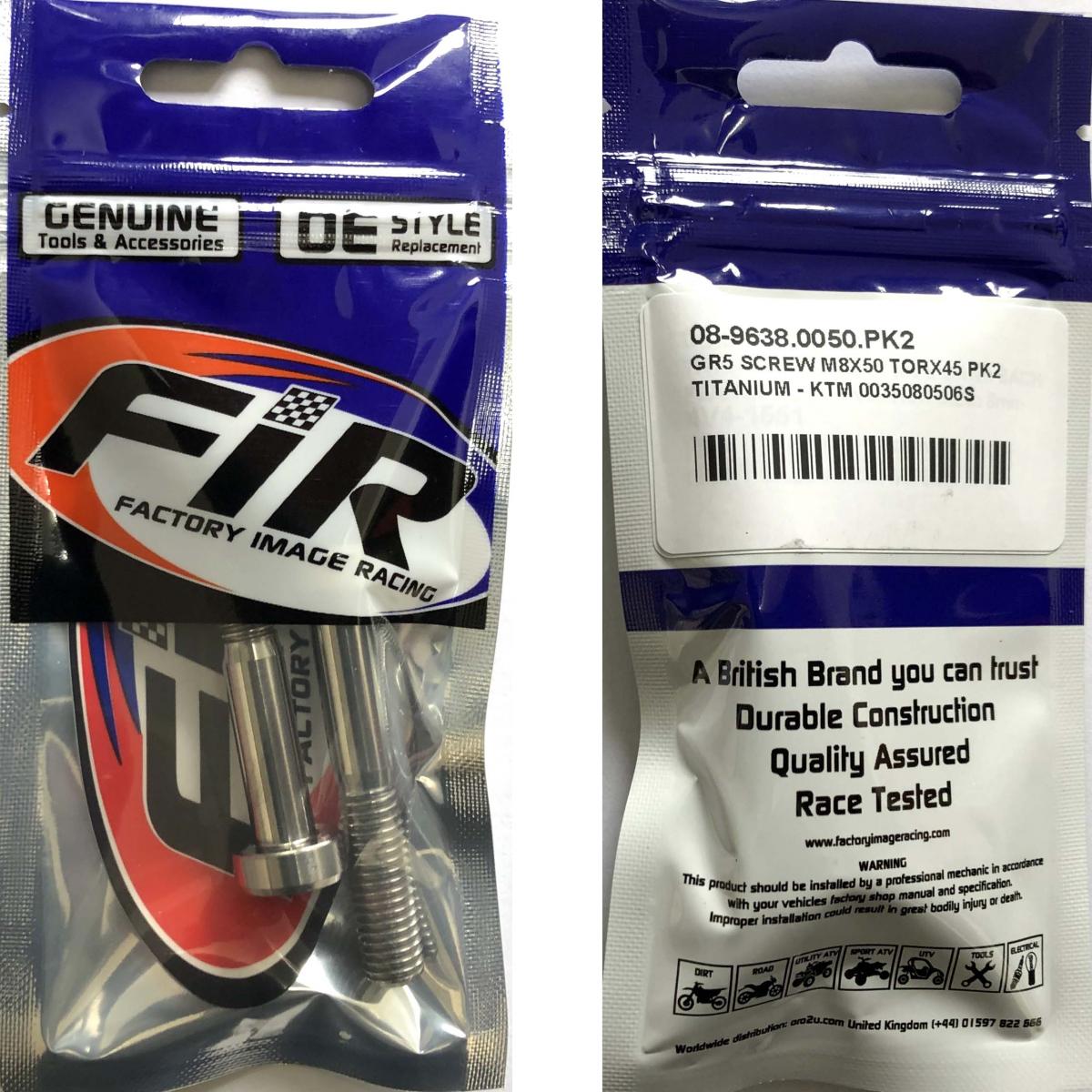 GR5 SCREW M8X50 TORX45 PK2, TITANIUM - KTM 0035080506S thumbnail 2