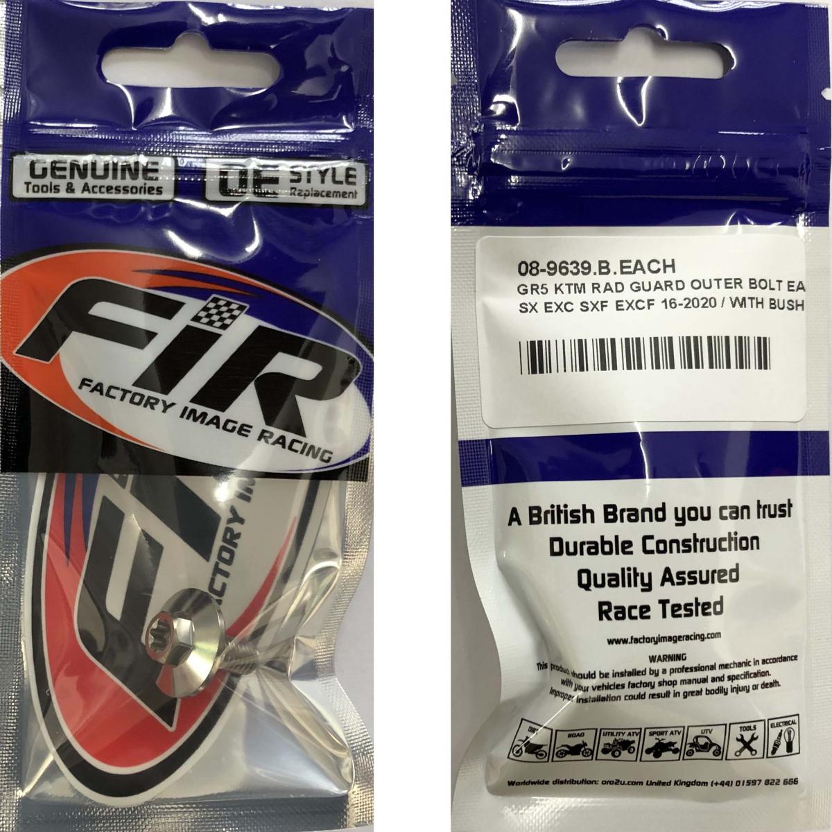 GR5 KTM RAD GUARD OUTER BOLT EA TITANIUM, SX EXC SXF EXCF 16-2020 / WITH BUSH, / 0025060166 thumbnail 2