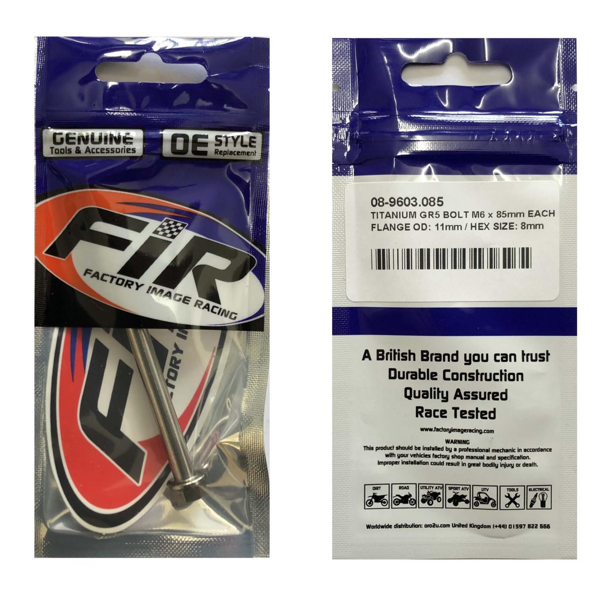 TITANIUM GR5 BOLT M6 x 85mm EACH, FLANGE OD: 11mm / HEX SIZE: 8mm, / thumbnail 2