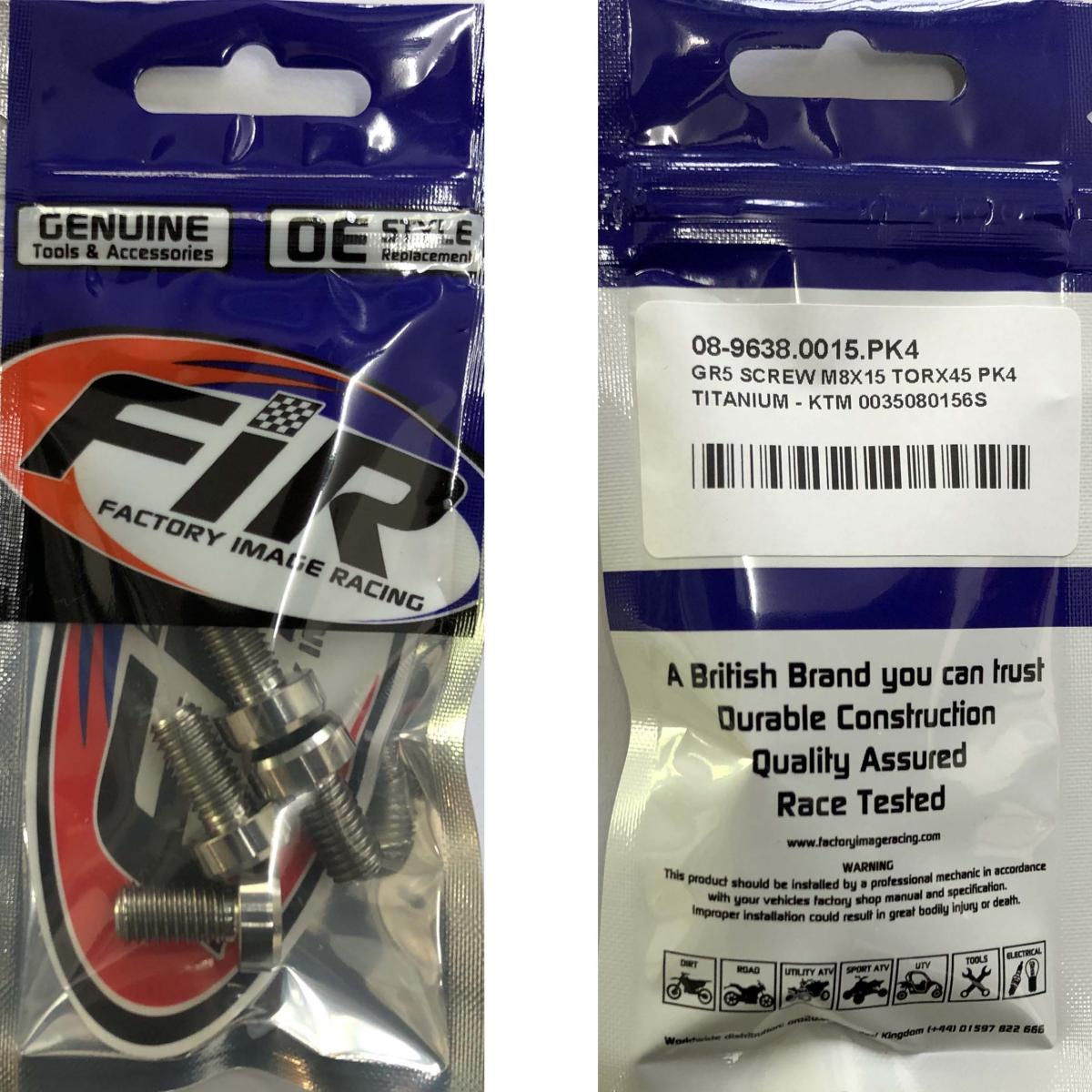 GR5 SCREW M8X15 TORX45 PK4, TITANIUM - KTM 0035080156S thumbnail 2