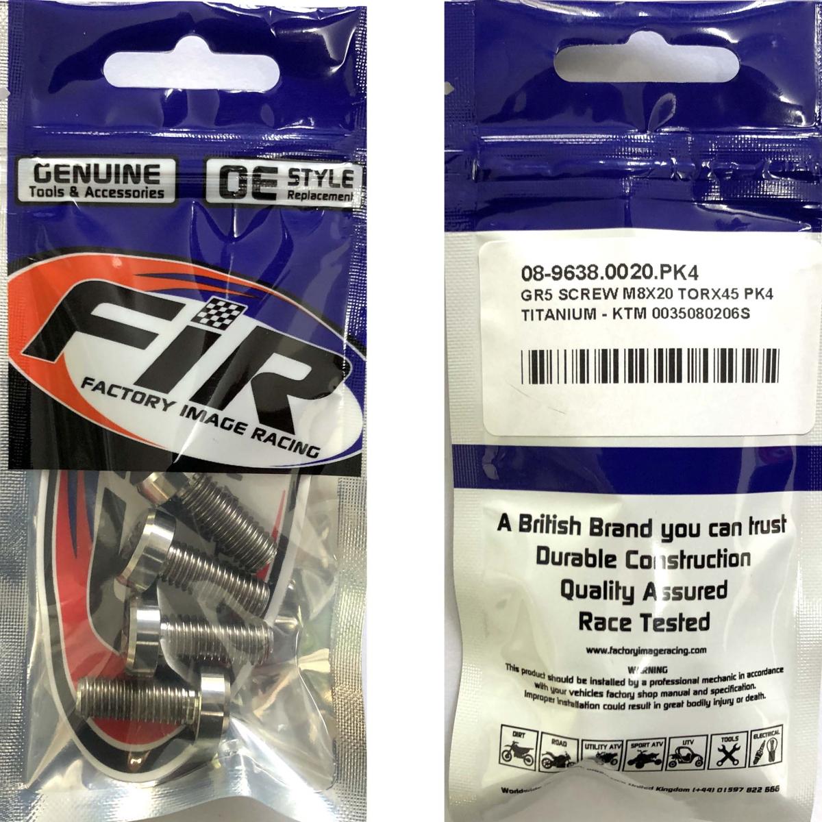 GR5 SCREW M8X20 TORX45 PK4, TITANIUM - KTM 0035080206S thumbnail 3