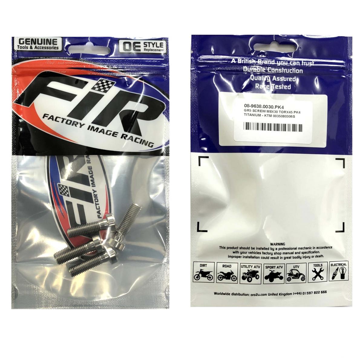 GR5 SCREW M8X30 TORX45 PK4, TITANIUM - KTM 0035080306S thumbnail 2