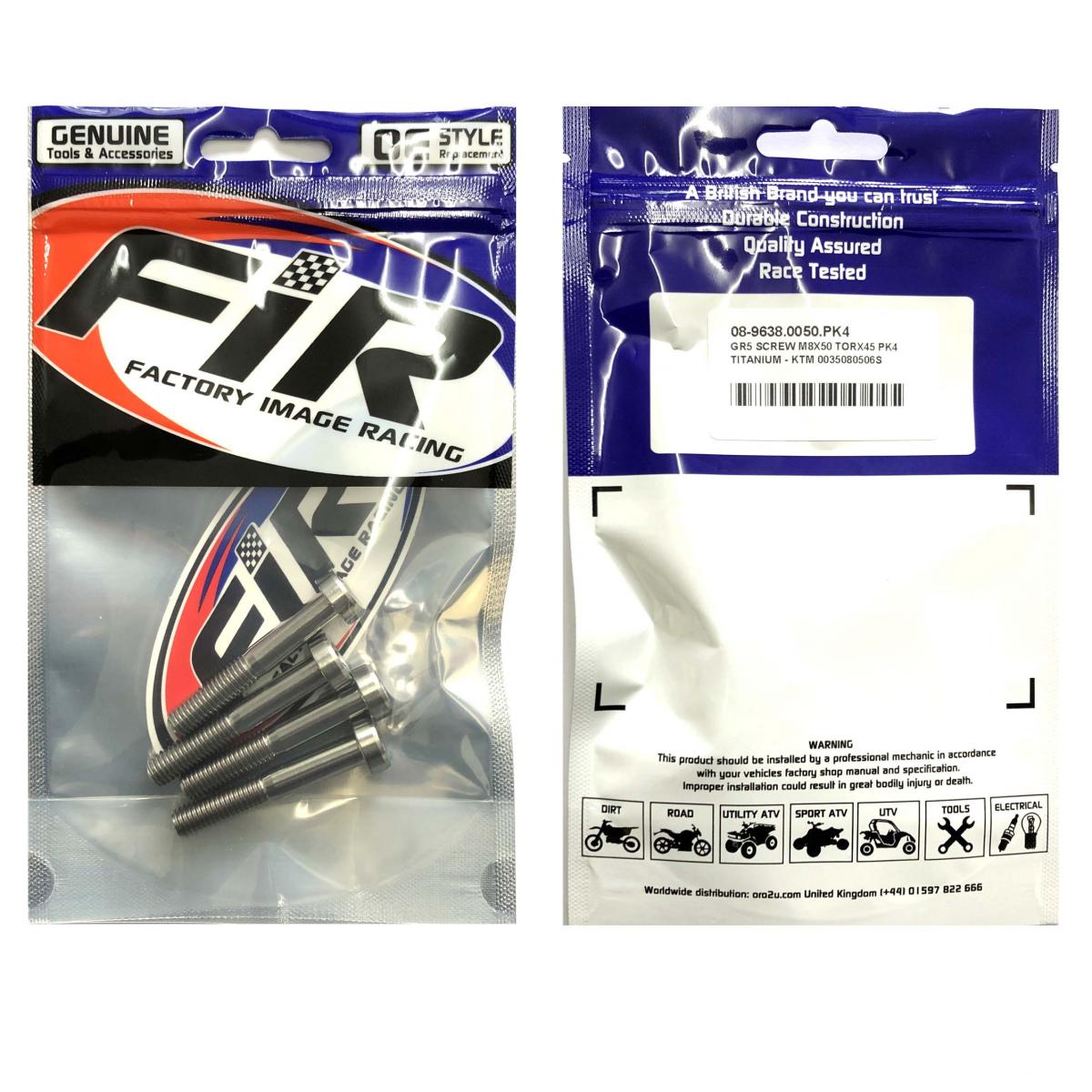 GR5 SCREW M8X50 TORX45 PK4, TITANIUM - KTM 0035080506S thumbnail 2