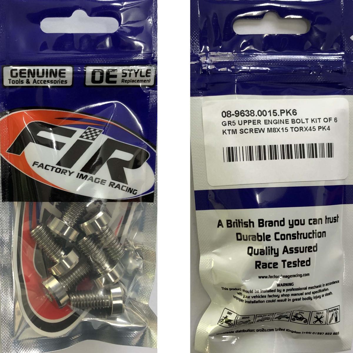 GR5 UPPER ENGINE BOLT KIT OF 6, KTM SCREW M8X15 TORX45 PK6, / 0035080156S thumbnail 3