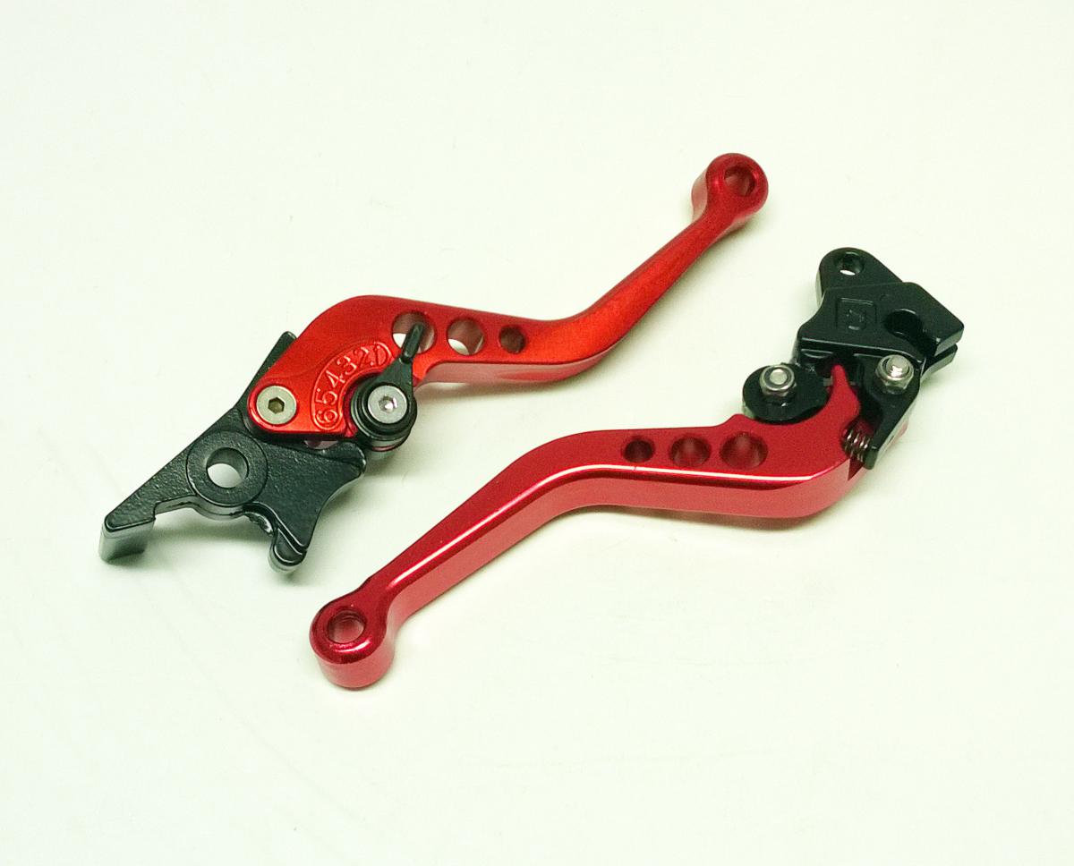 LEVER SET CNC KTM 990 DUKE 6 positions lever adjustment., BLACK / RED image 1
