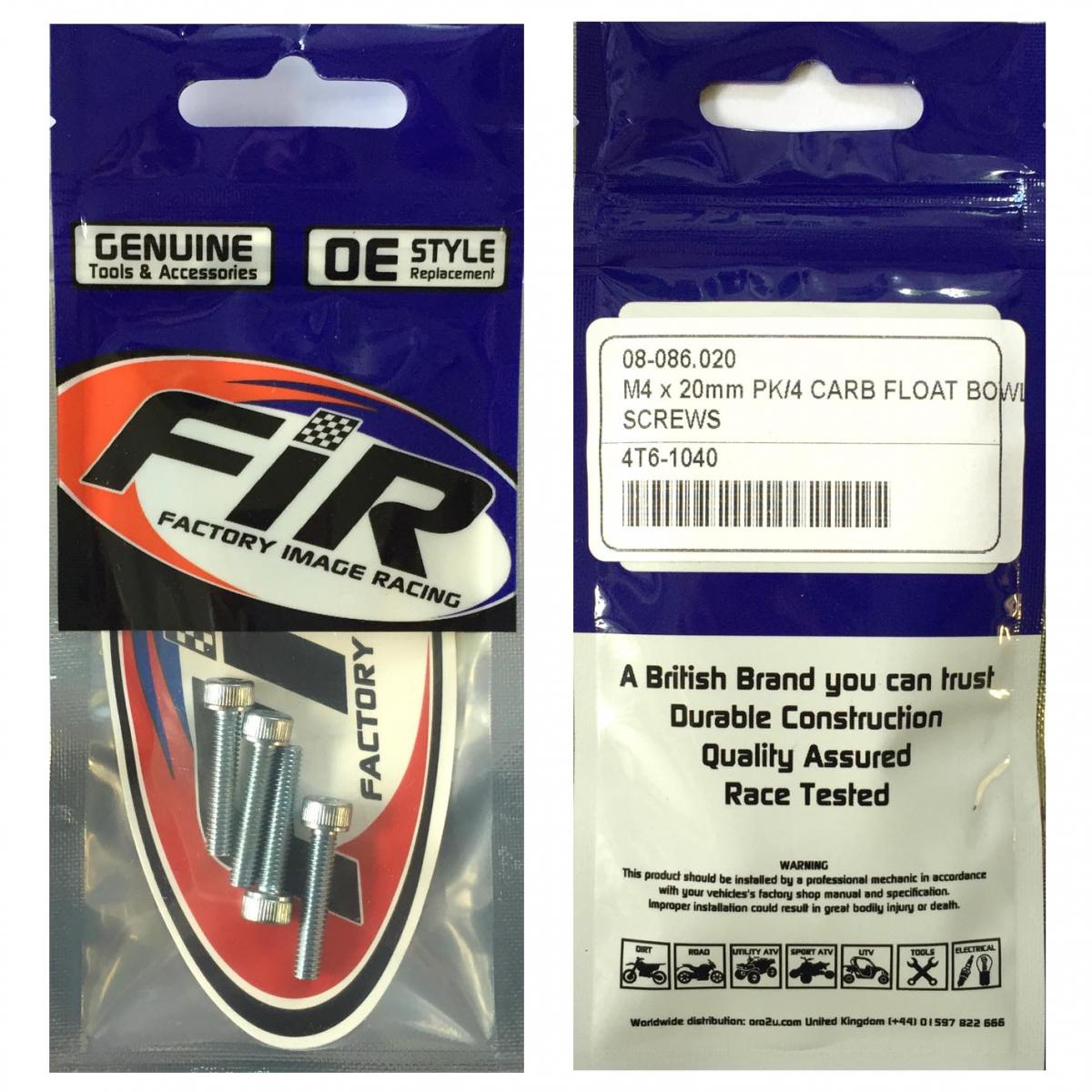 M4 x 20mm PK/4 CARB FLOAT BOWL, STEEL BZP SCREWS PACK OF 4, / RE 08-9640.020 thumbnail 2