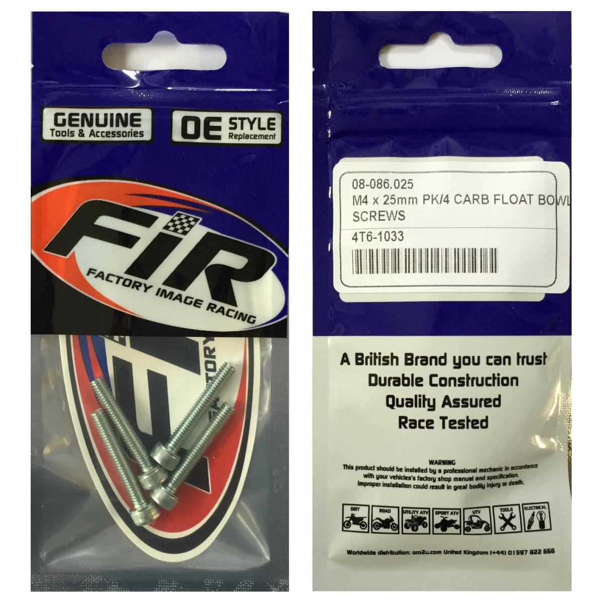 M4 x 25mm PK/4 CARB FLOAT BOWL, STEEL BZP SCREWS PACK OF 4, / RE 08-9640.012 thumbnail 2
