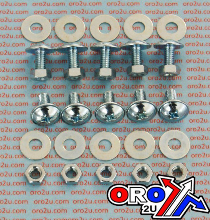 M6 x 13mm Dome Head Chrome Bolt, Nut & Washer Set - Pack Of 10 - 30pcs Kit image 1