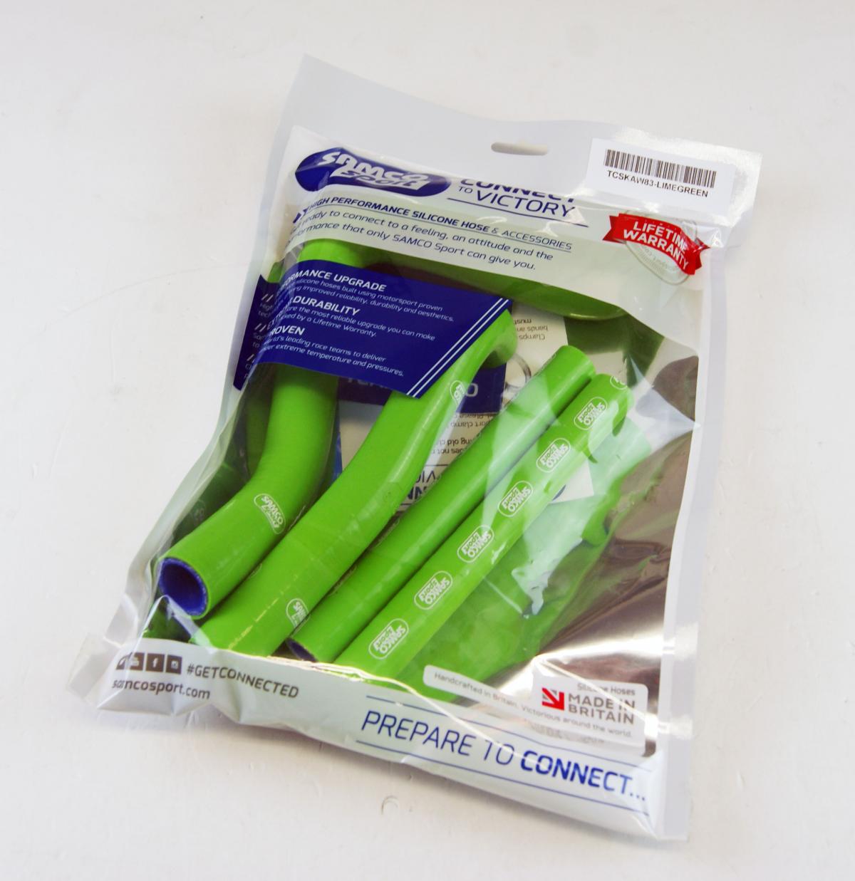 COOLANT HOSE 4 PIECE KIT GREEN 99-02 KAWASAKI 125 KX SAMCO SPORT KAW-83-GN thumbnail 2