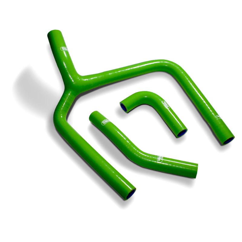 COOLANT HOSE 3 PIECE KIT GREEN 20 KAWASAKI 250 KX F SAMCO SPORT KAW-96-GN image 1