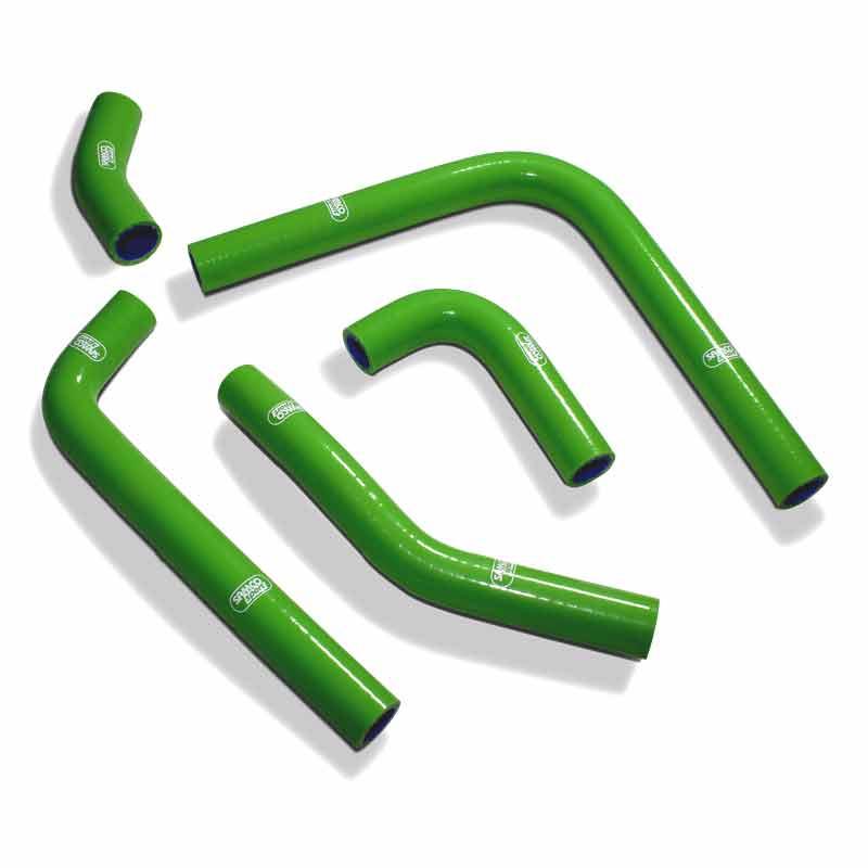 COOLANT HOSE 5 PIECE KIT GREEN 20 KAWASAKI 250 KX F OEM DESIGN SAMCO SPORT KAW-95-GN image 1