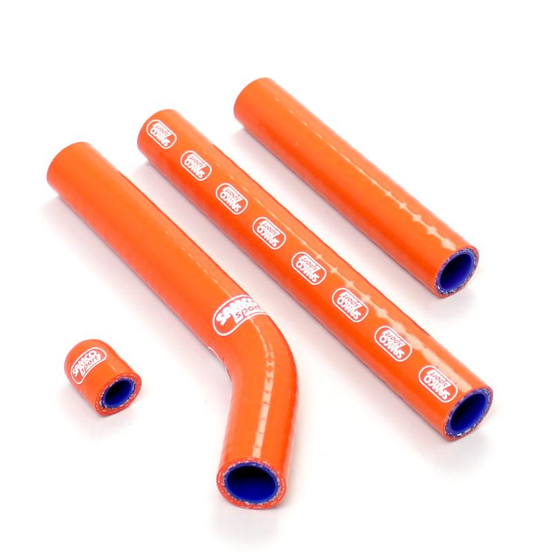 COOLANT HOSE 3 PIECE KIT ORANGE 08-12 KTM 125 200 TE EXC XC-W THERMO BYPASS SAMCO KTM-49-OR image 1