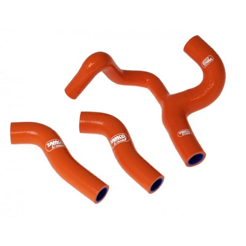 COOLANT HOSE 3 PIECE KIT ORANGE 08-11 KTM 250 EXC-F XCF-W THERMO BYPASS SAMCO KTM-20-OR image 1