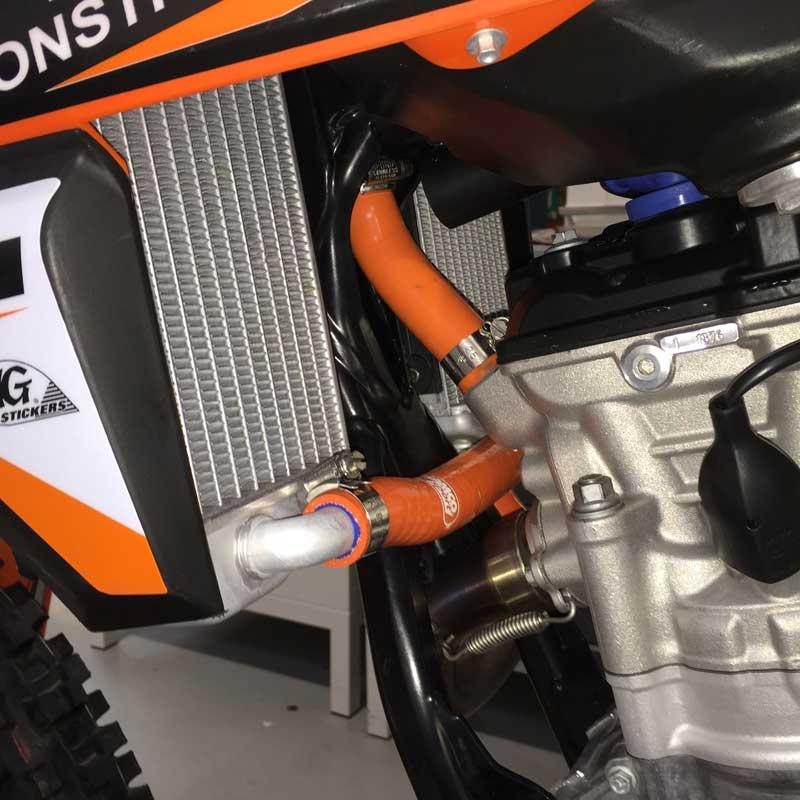 COOLANT HOSE 3 PIECE KIT ORANGE 16-19 KTM HUSQ 250 350 EXC-F THERMO BYPASS SAMCO KTM-80-OR thumbnail 2