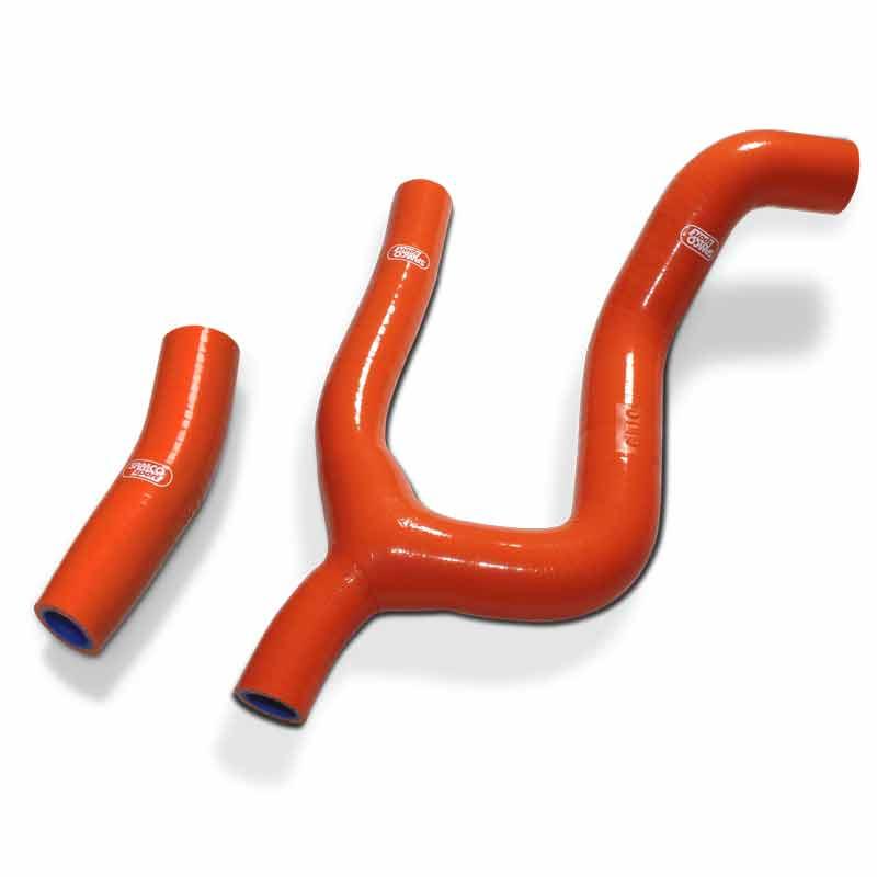 COOLANT HOSE 2 PIECE KIT ORANGE 2020-2023 GAS HUSQ KTM 250 THERMOSTAT BYPASS SAMCO KTM-116-OR image 1