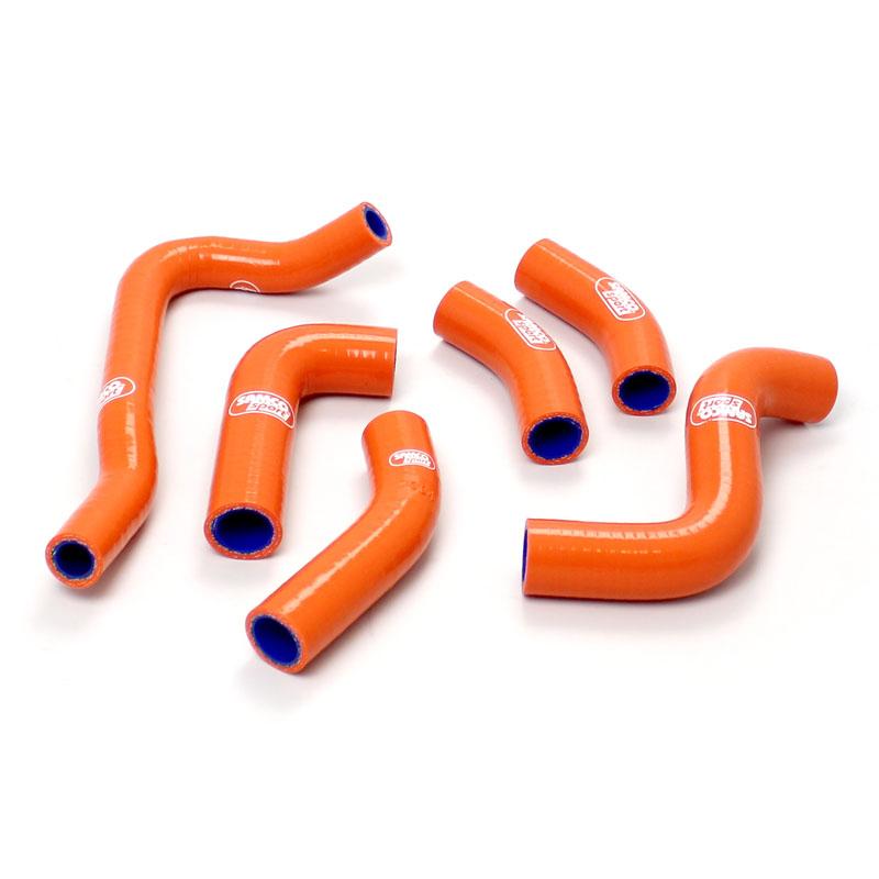 COOLANT HOSE 6 PIECE KIT ORANGE 99-02 KTM 400 520 EXC SX SAMCO SPORT KTM-28-OR image 1