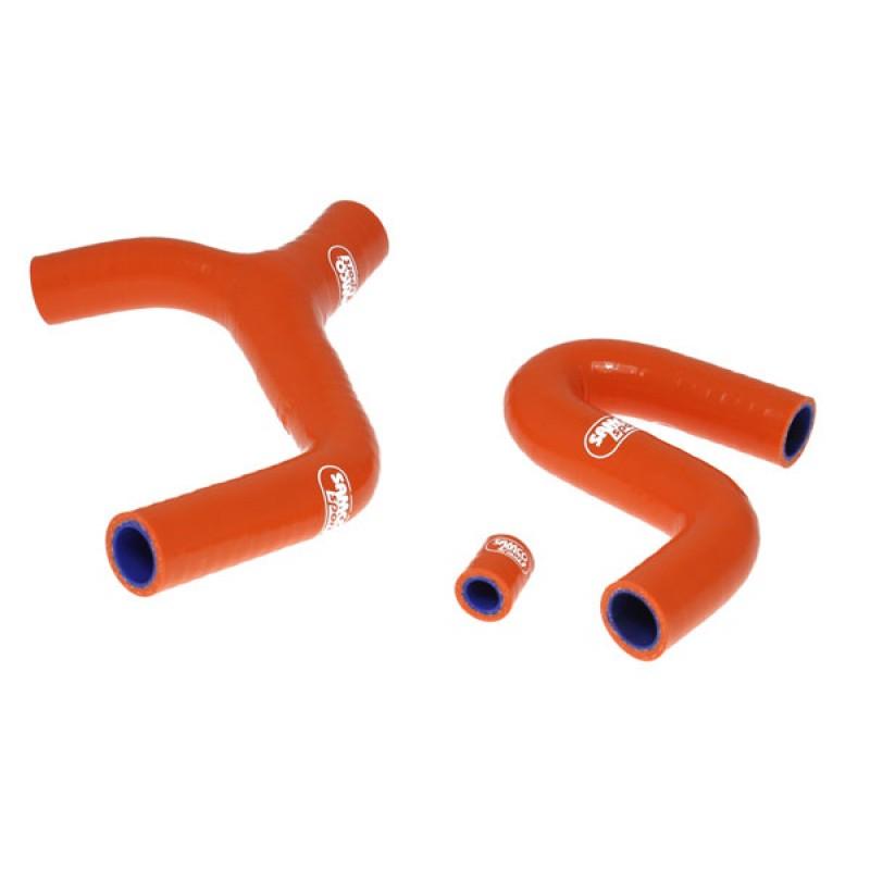 COOLANT HOSE 3 PIECE KIT ORANGE 08-11 KTM 400 450 530 EXC XC-W THERMO BYPASS SAMCO KTM-23-OR image 1