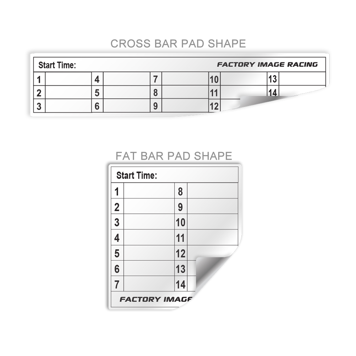 FAT BAR PAD ENDURO TIME CARD STICKER LAMINATED REUSABLE PACK OF 10 thumbnail 3