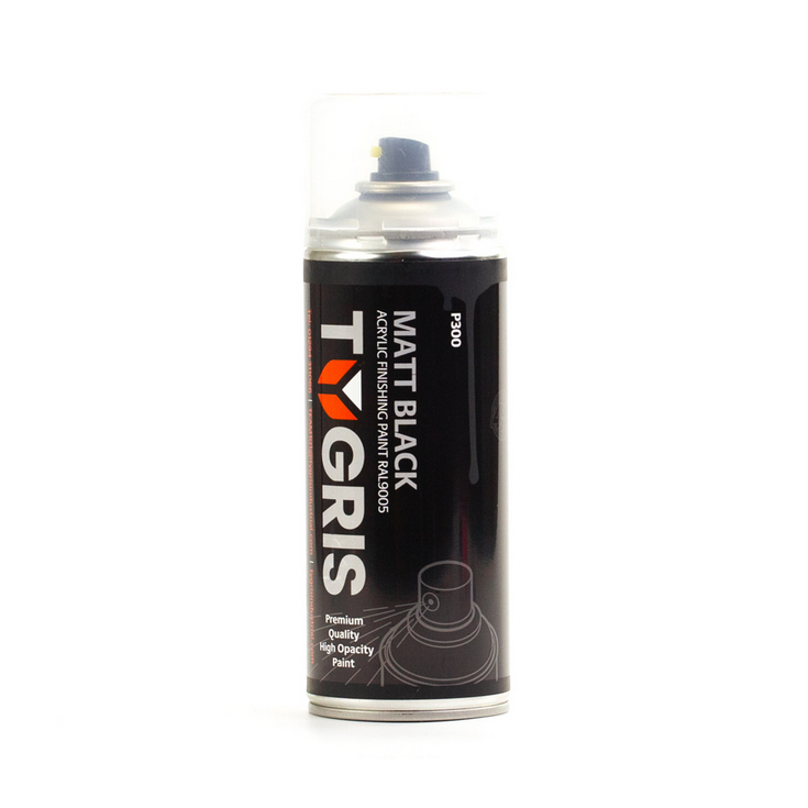 TYGRIS MATT BLACK AEROSOL SPRAY PAINT 400ML ACRYLIC RAL9005 image 1