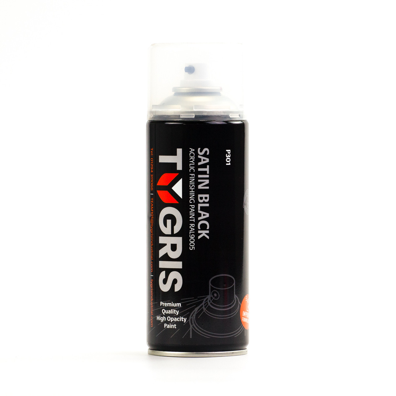 TYGRIS SATIN BLACK AEROSOL SPRAY PAINT 400ML ACRYLIC RAL9005 image 1
