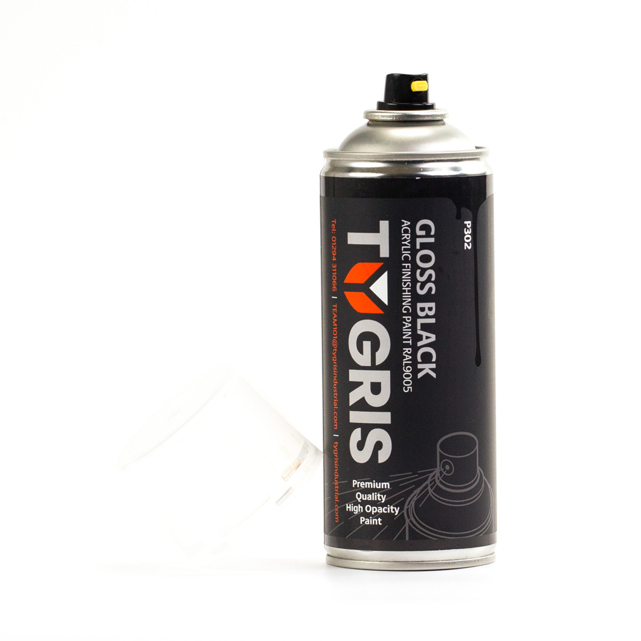 TYGRIS GLOSS BLACK AEROSOL SPRAY PAINT 400ML ACRYLIC RAL9005 image 1