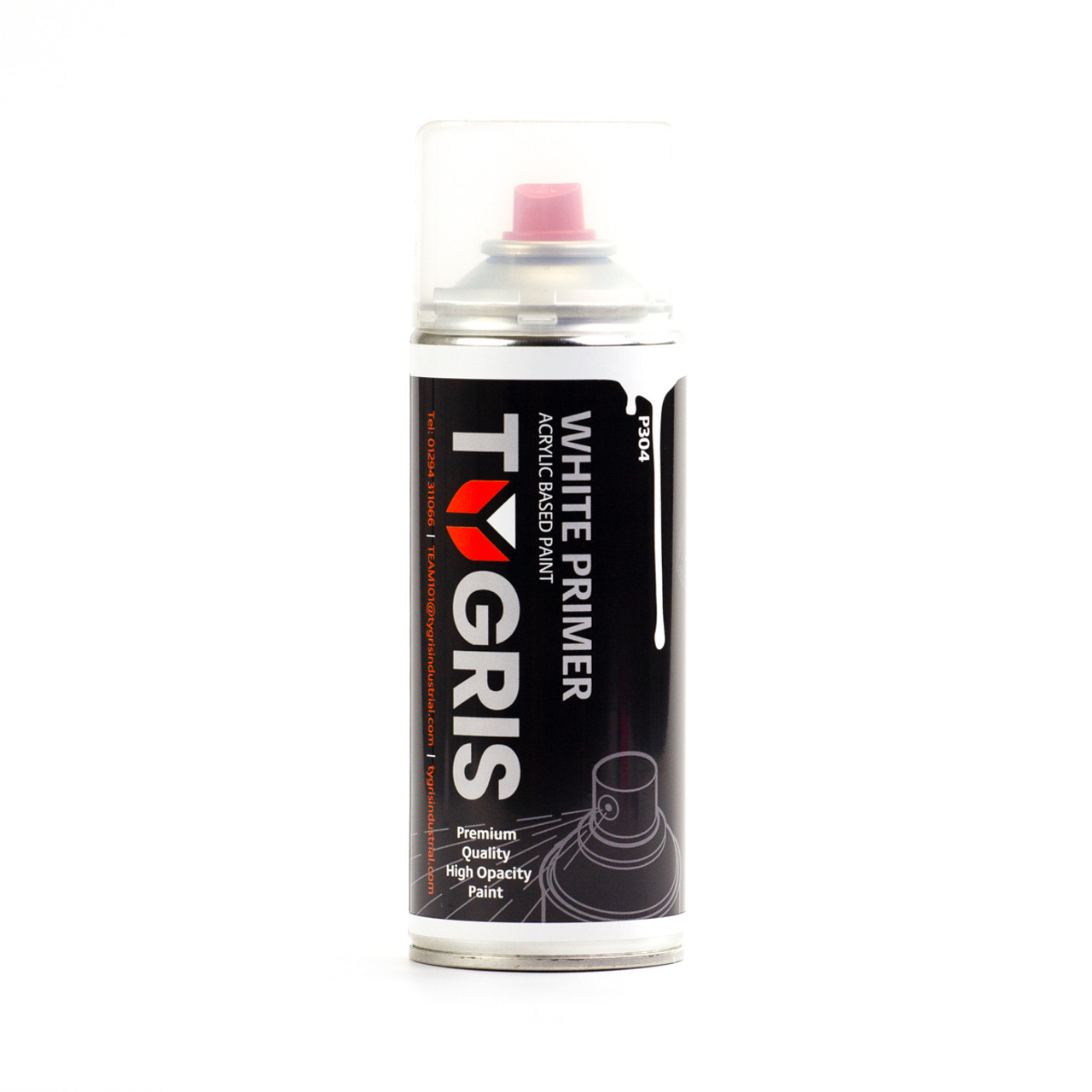 TYGRIS WHITE PRIMER AEROSOL SPRAY PAINT 400ML ACRYLIC image 1