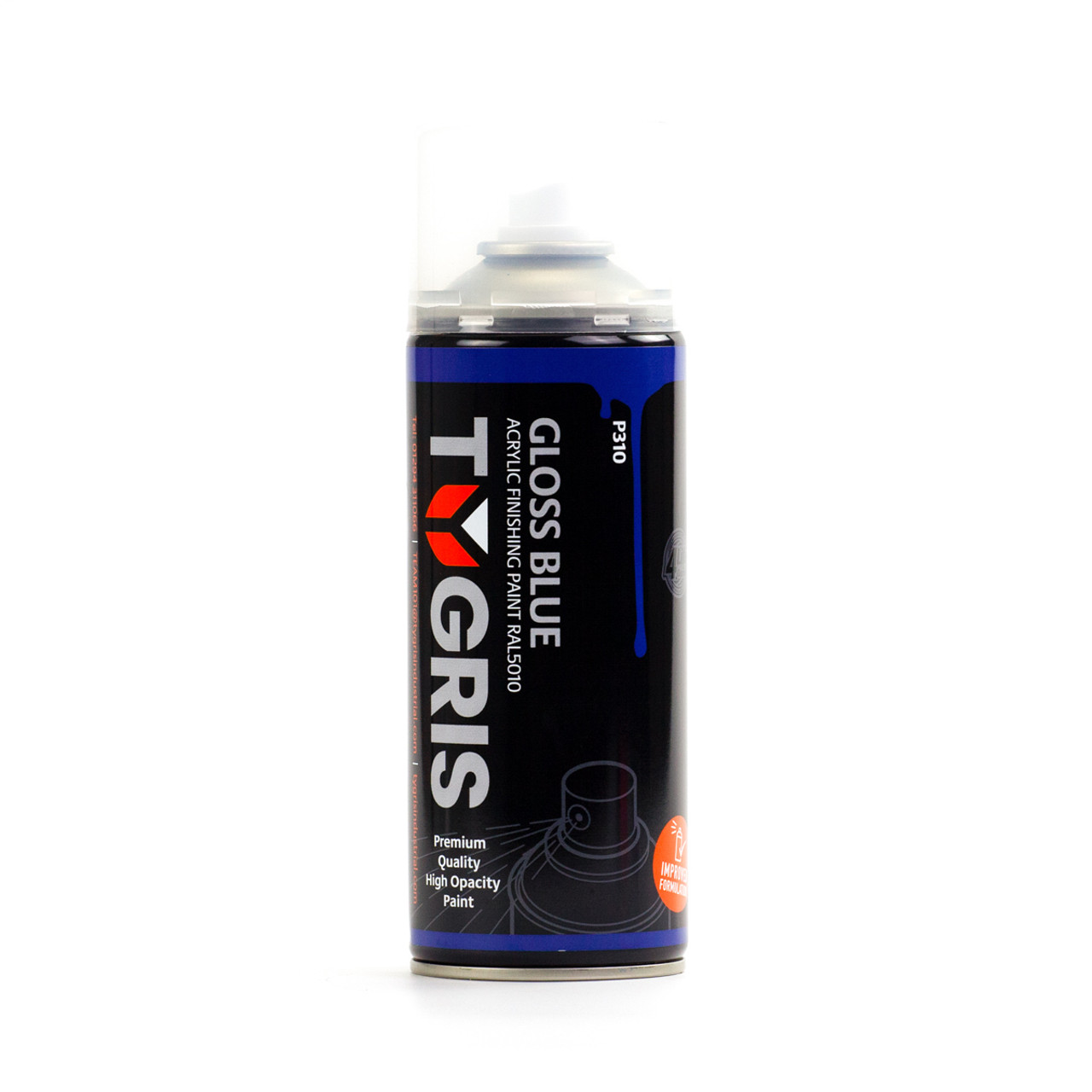 TYGRIS GLOSS BLUE AEROSOL SPRAY PAINT 400ML ACRYLIC RAL5010 image 1