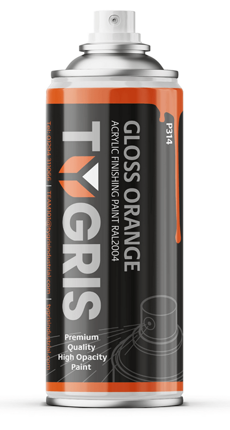 TYGRIS GLOSS KTM ORANGE AEROSOL SPRAY PAINT 400ML ACRYLIC RAL2004 PURE ORANGE image 1
