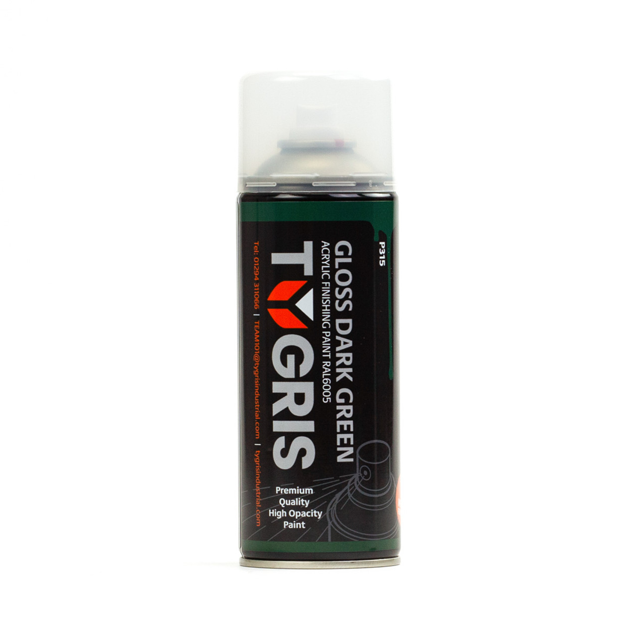 TYGRIS GLOSS DARK GREEN AEROSOL SPRAY PAINT 400ML ACRYLIC RAL6005 image 1