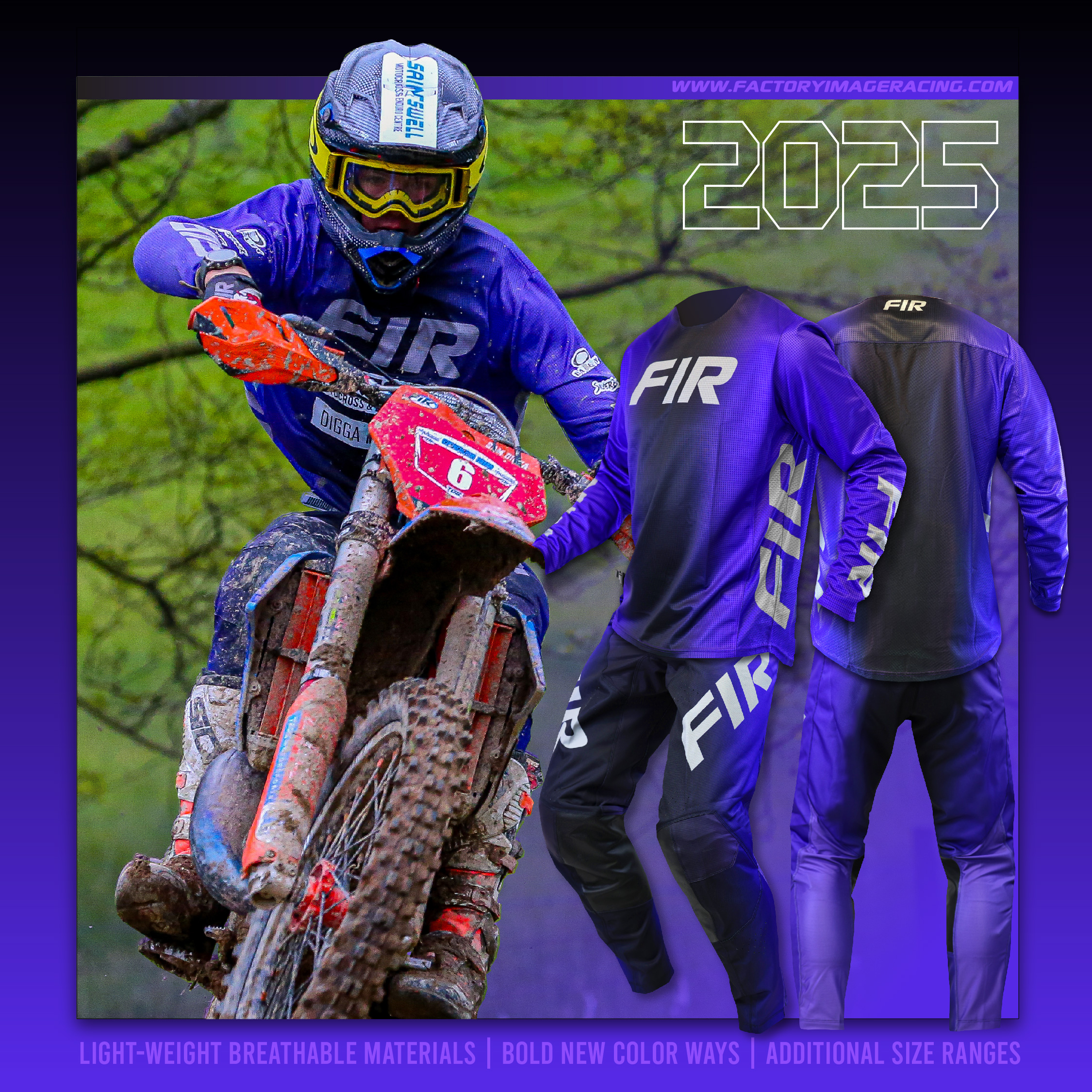 LITE FADE JERSEY PURPLE M, MX RACE WEAR, ENDURO GEAR thumbnail 3