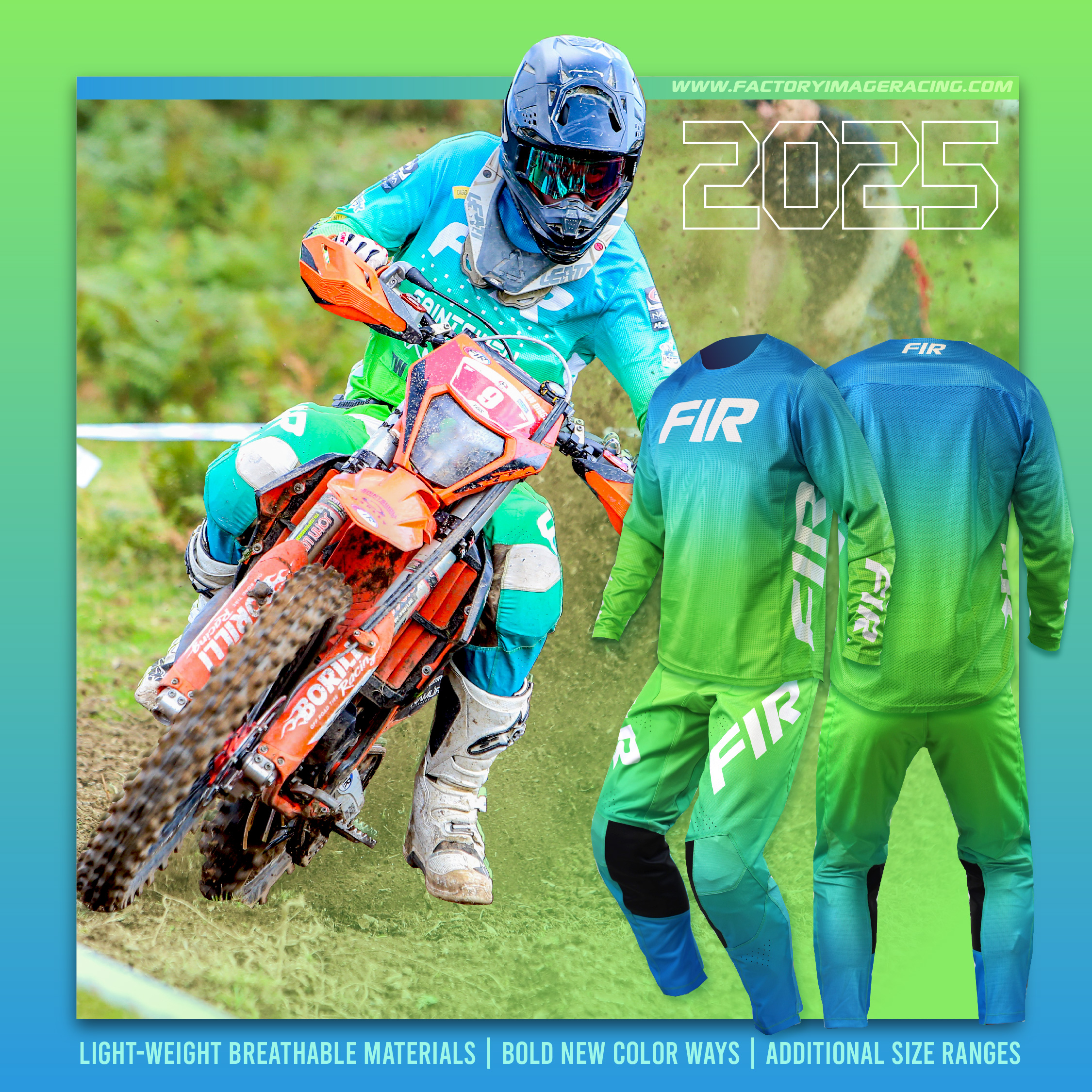 LITE FADE JERSEY GREEN M, MX RACE WEAR, ENDURO GEAR thumbnail 3