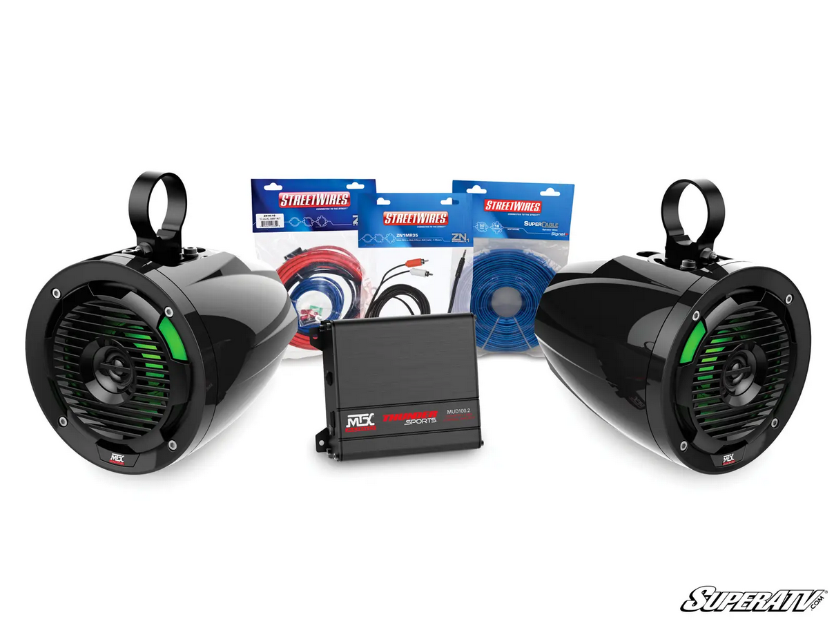 MTX UNI-1 UTV SXS ROLL CAGE DUAL SPEAKER AND AMPLIFIER KIT, 3.5MM AUX image 1
